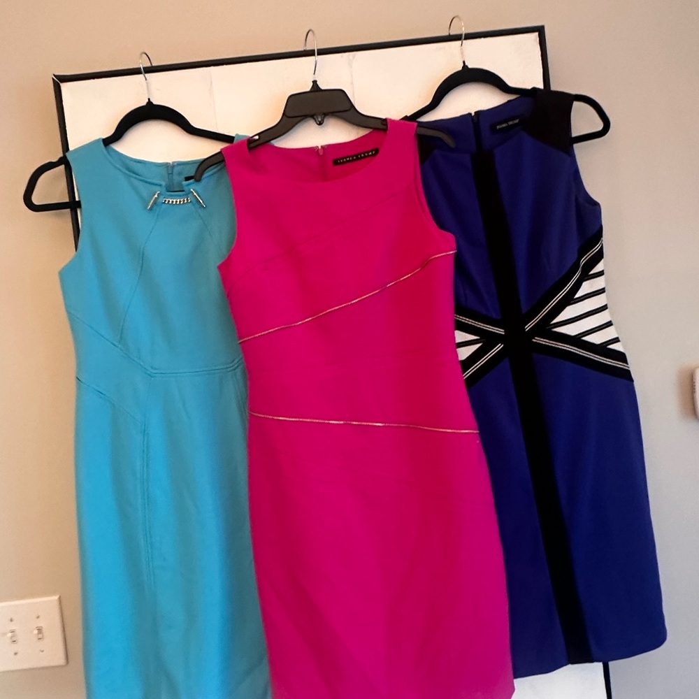 Ivanka Trump Blue Sheath Midi Dress Sleeveless Crew Neck